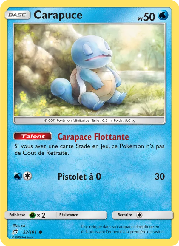 Carte Pokémon Carapuce 22/181 de l'extension Duo de Choc