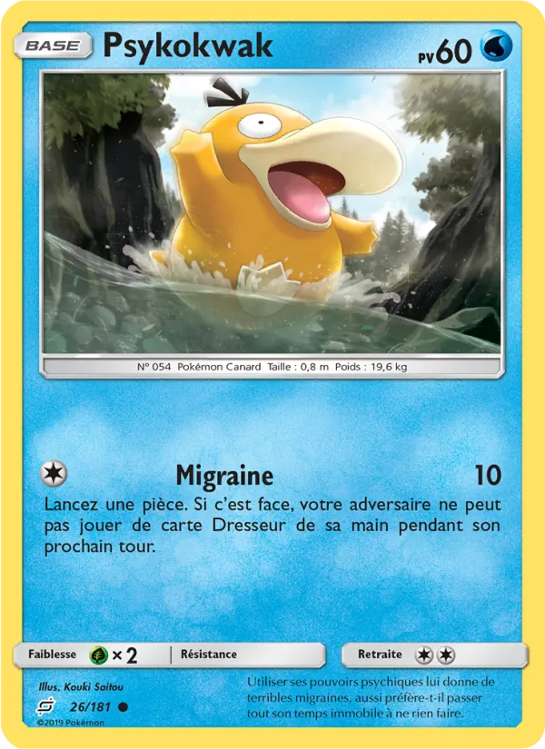 Carte Pokémon Psykokwak 26/181 de l'extension Duo de Choc