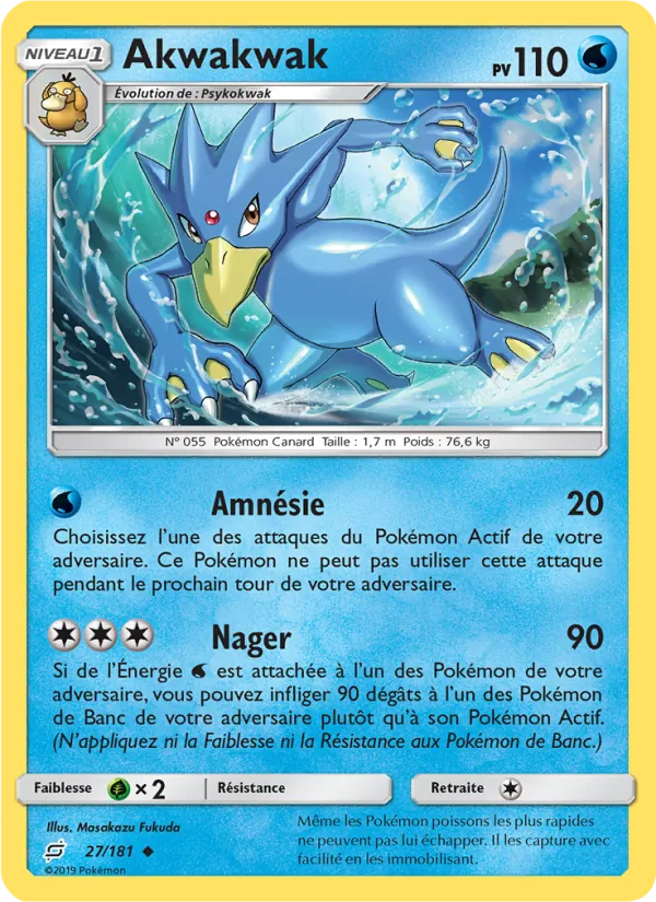 Carte Pokémon Akwakwak 27/181 de l'extension Duo de Choc