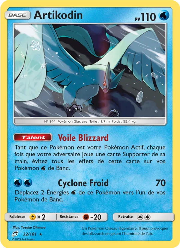 Carte Pokémon Artikodin 32/181 de l'extension Duo de Choc