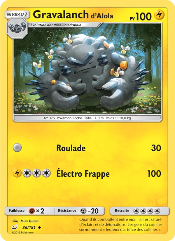 Carte Pokémon Gravalanch d’Alola 36/181 de l'extension Duo de Choc
