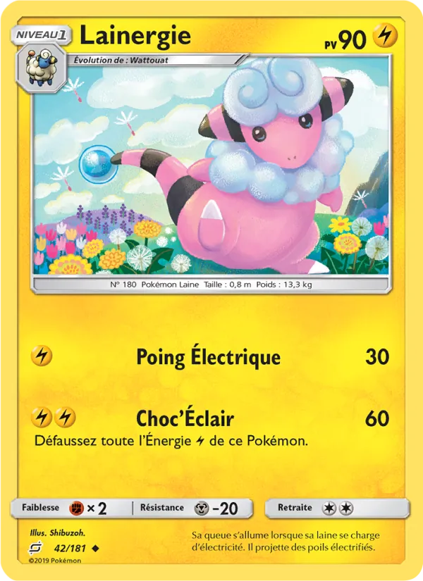 Carte Pokémon Lainergie 42/181 de l'extension Duo de Choc
