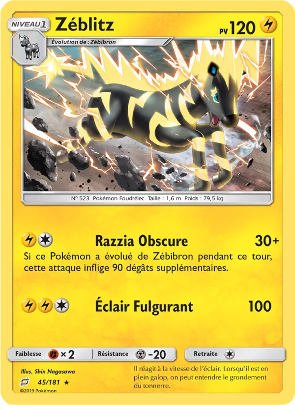 Carte Pokémon Zéblitz 45/181 de l'extension Duo de Choc