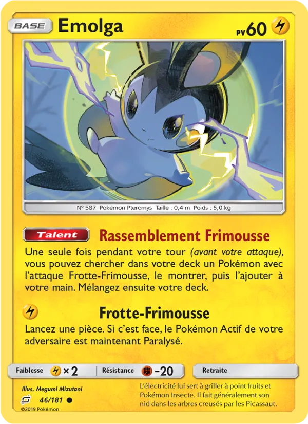 Carte Pokémon Emolga 46/181 de l'extension Duo de Choc