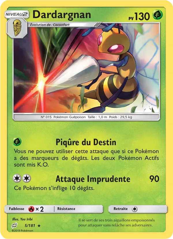 Carte Pokémon Dardargnan 5/181 de l'extension Duo de Choc