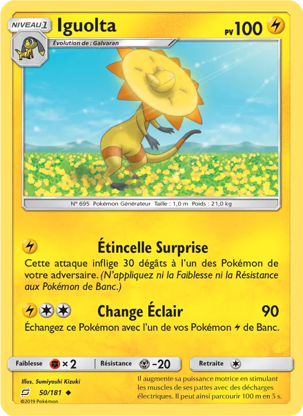 Carte Pokémon Iguolta 50/181 de l'extension Duo de Choc