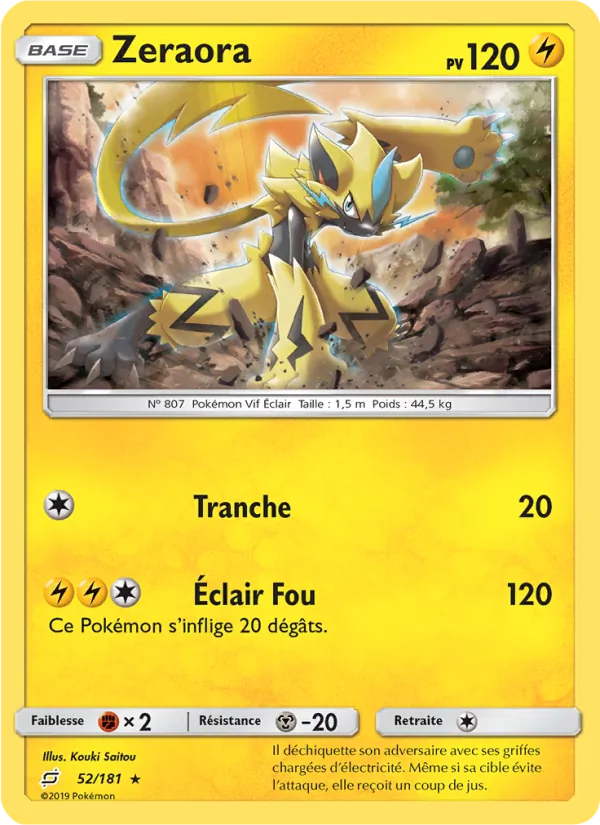 Carte Pokémon Zeraora 52/181 de l'extension Duo de Choc