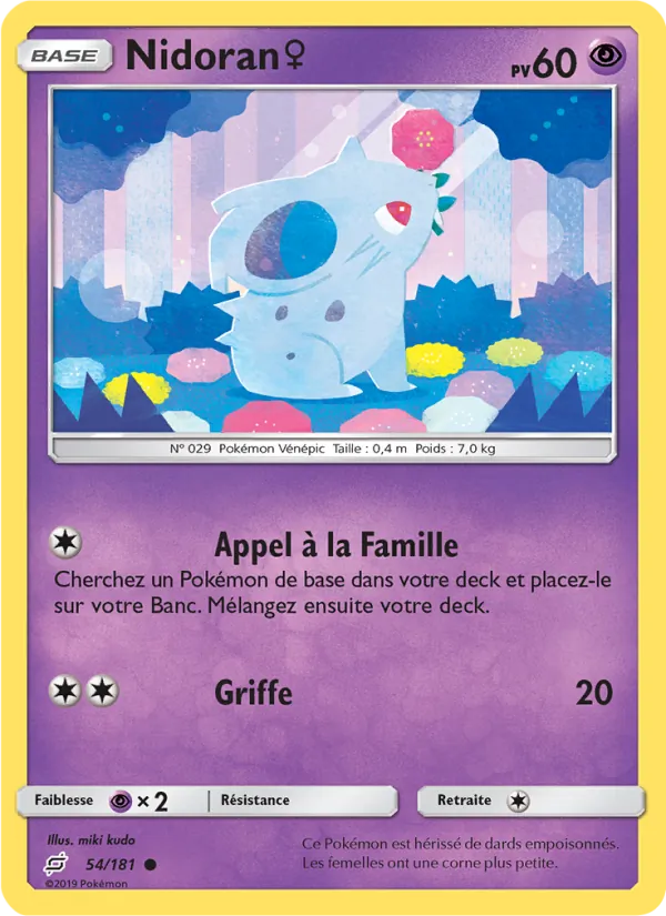 Carte Pokémon Nidoran♀ 54/181 de l'extension Duo de Choc