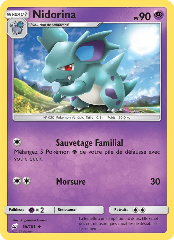 Carte Pokémon Nidorina 55/181 de l'extension Duo de Choc
