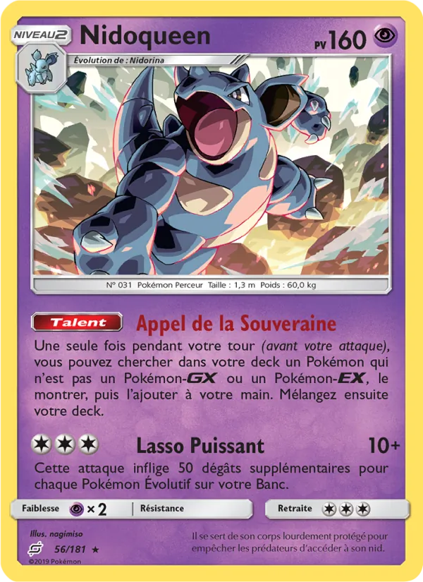 Carte Pokémon Nidoqueen 56/181 de l'extension Duo de Choc