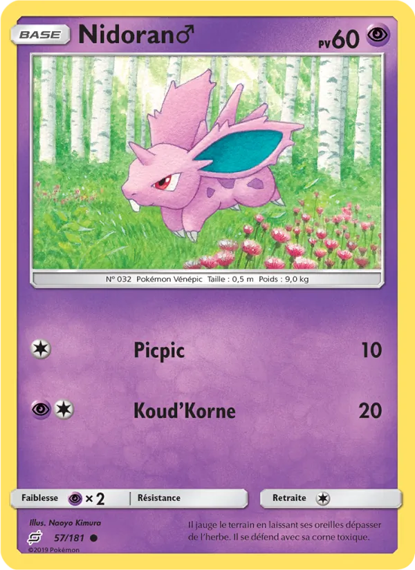 Carte Pokémon Nidoran♂ 57/181 de l'extension Duo de Choc