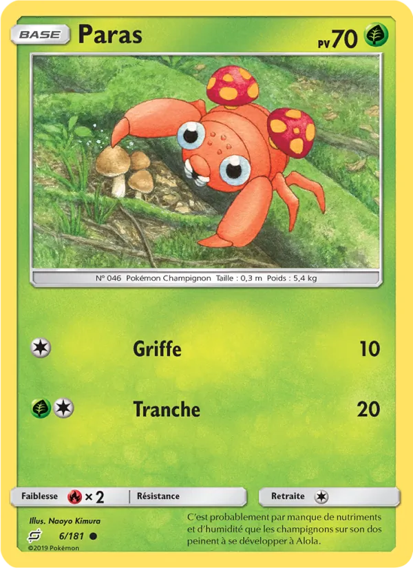 Carte Pokémon Paras 6/181 de l'extension Duo de Choc