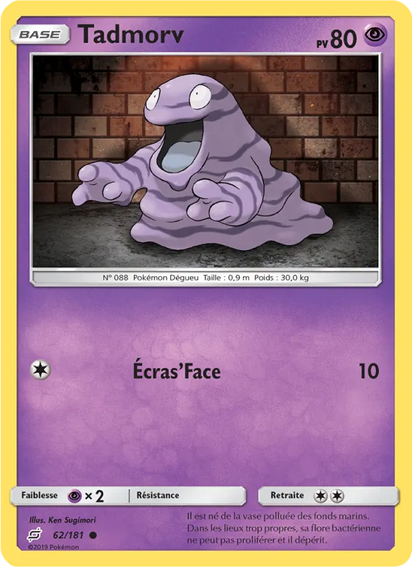 Carte Pokémon Tadmorv 62/181 de l'extension Duo de Choc