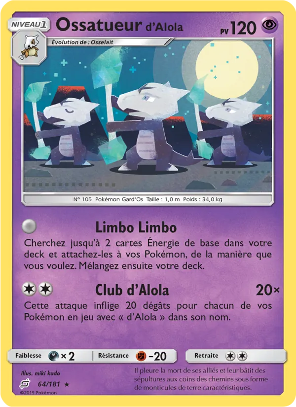 Carte Pokémon Ossatueur d’Alola 64/181 de l'extension Duo de Choc