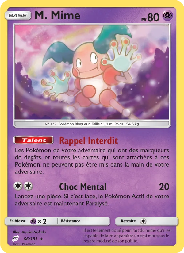 Carte Pokémon M. Mime 66/181 de l'extension Duo de Choc