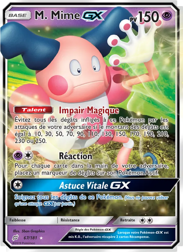 Carte Pokémon M. Mime GX 67/181 de l'extension Duo de Choc