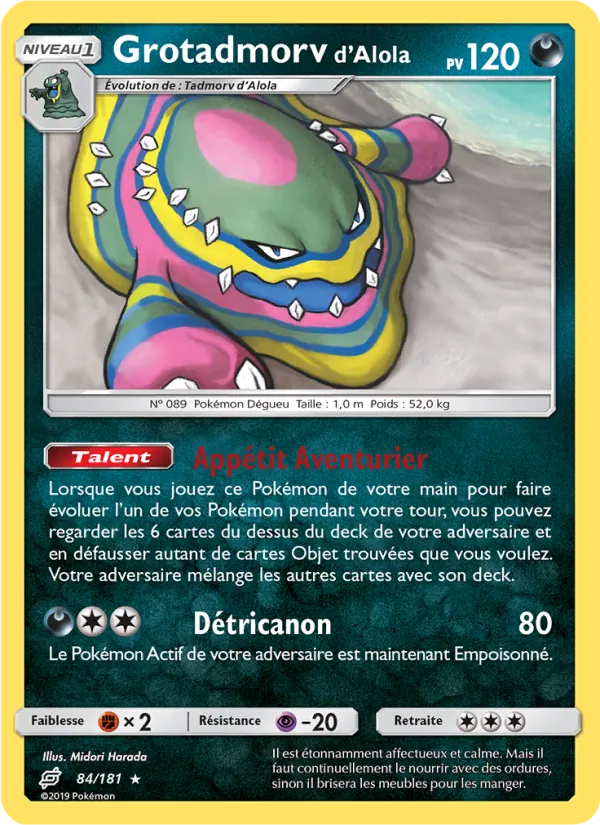 Carte Pokémon Grotadmorv d’Alola 84/181 de l'extension Duo de Choc