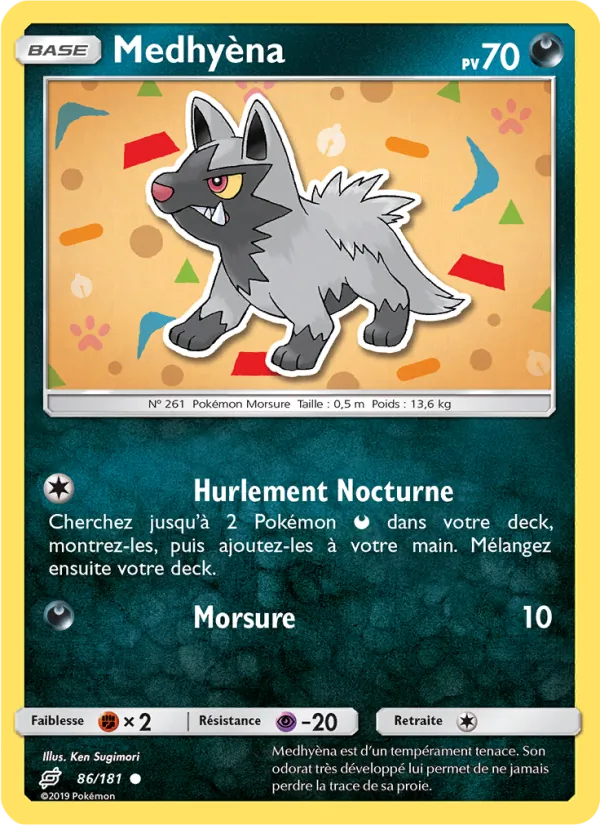 Carte Pokémon Medhyèna 86/181 de l'extension Duo de Choc