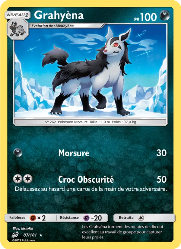Carte Pokémon Grahyèna 87/181 de l'extension Duo de Choc