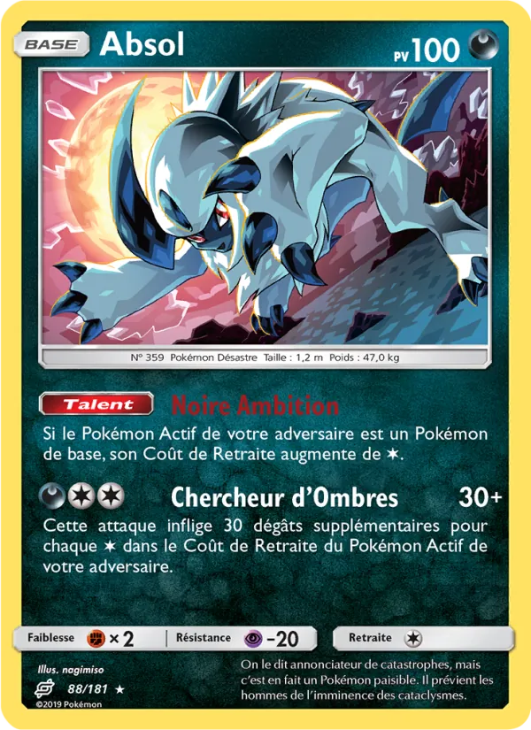 Carte Pokémon Absol 88/181 de l'extension Duo de Choc