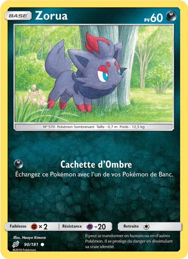 Carte Pokémon Zorua 90/181 de l'extension Duo de Choc
