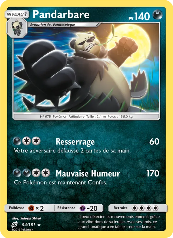 Carte Pokémon Pandarbare 94/181 de l'extension Duo de Choc