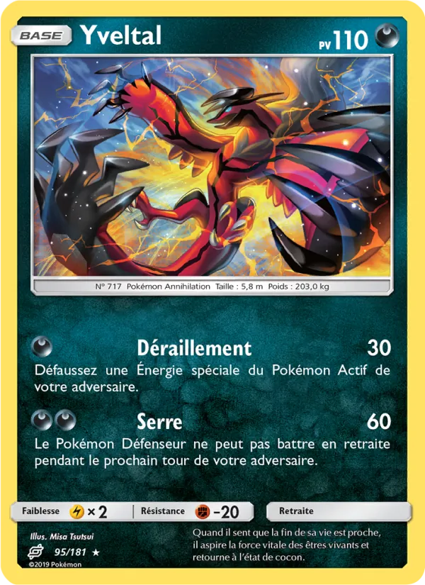 Carte Pokémon Yveltal 95/181 de l'extension Duo de Choc