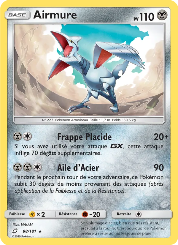 Carte Pokémon Airmure 98/181 de l'extension Duo de Choc