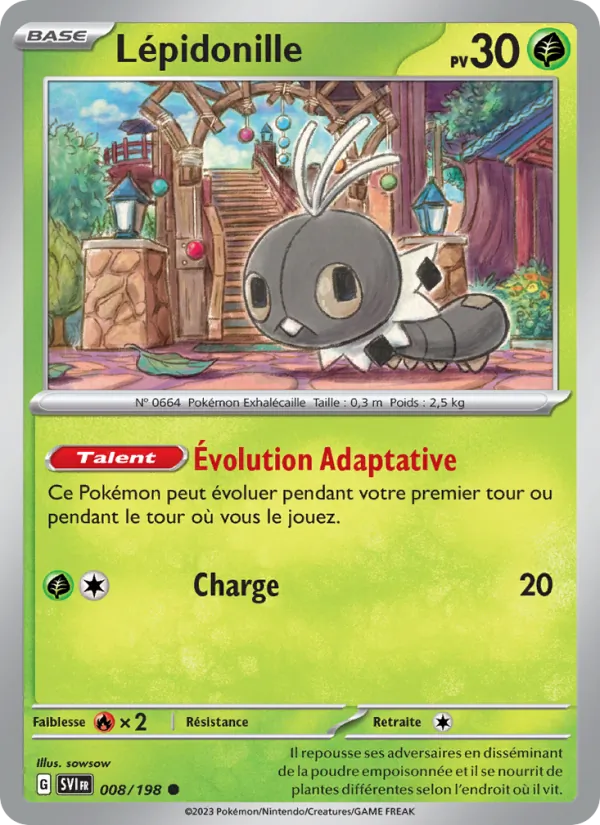 Carte Pokémon Lépidonille 008/198 de l'extension Écarlate et Violet