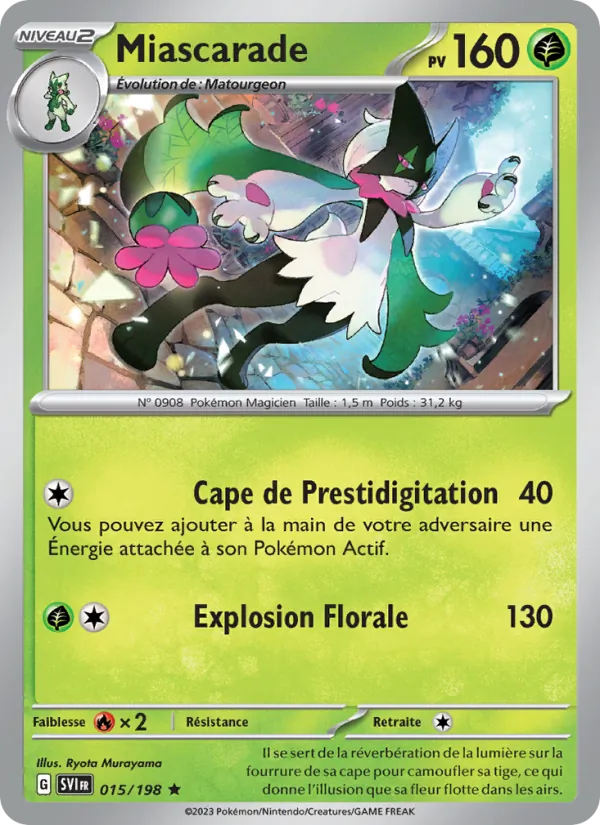 Carte Pokémon Miascarade 015/198 de l'extension Écarlate et Violet