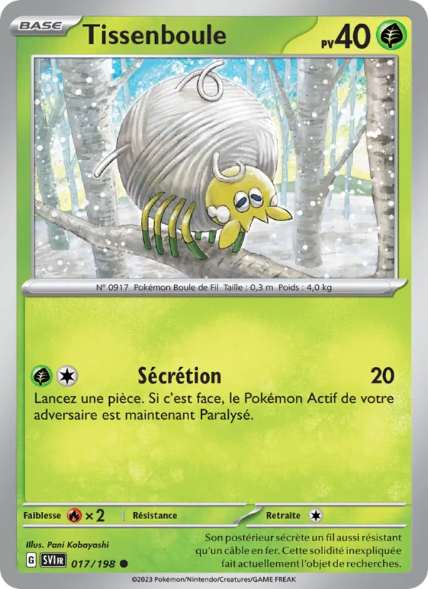 Carte Pokémon Tissenboule 017/198 de l'extension Écarlate et Violet