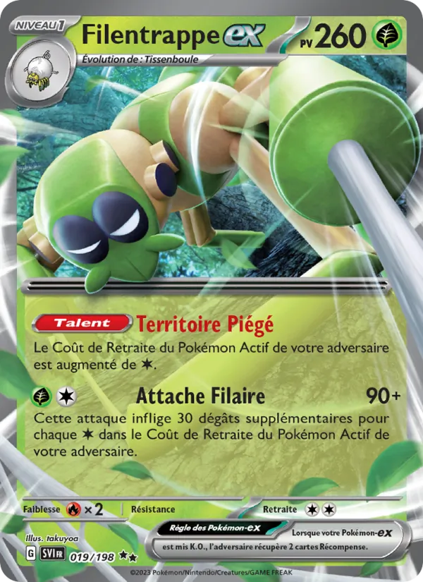 Carte Pokémon Filentrappe-ex 019/198 de l'extension Écarlate et Violet