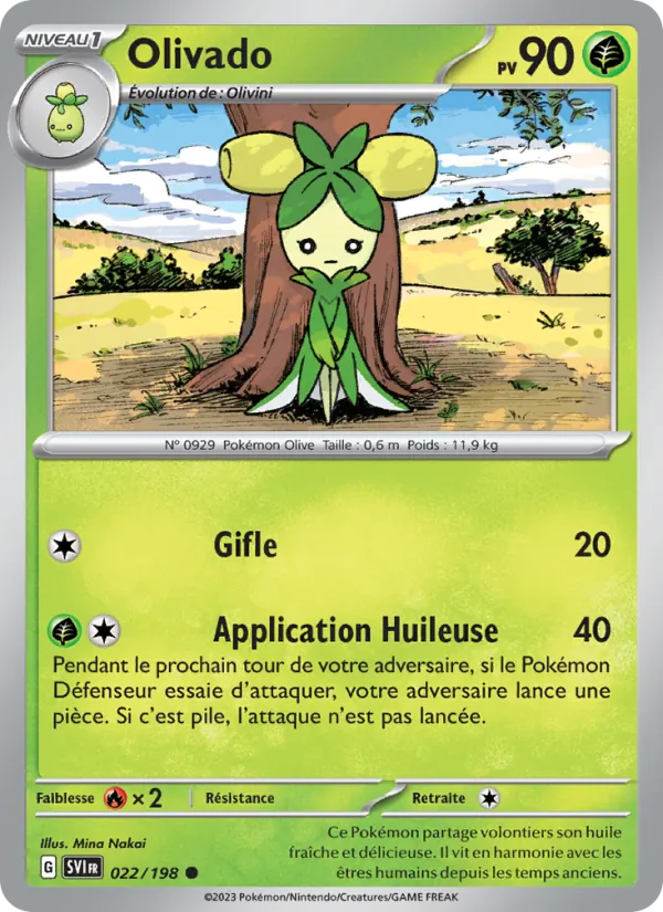 Carte Pokémon Olivado 022/198 de l'extension Écarlate et Violet