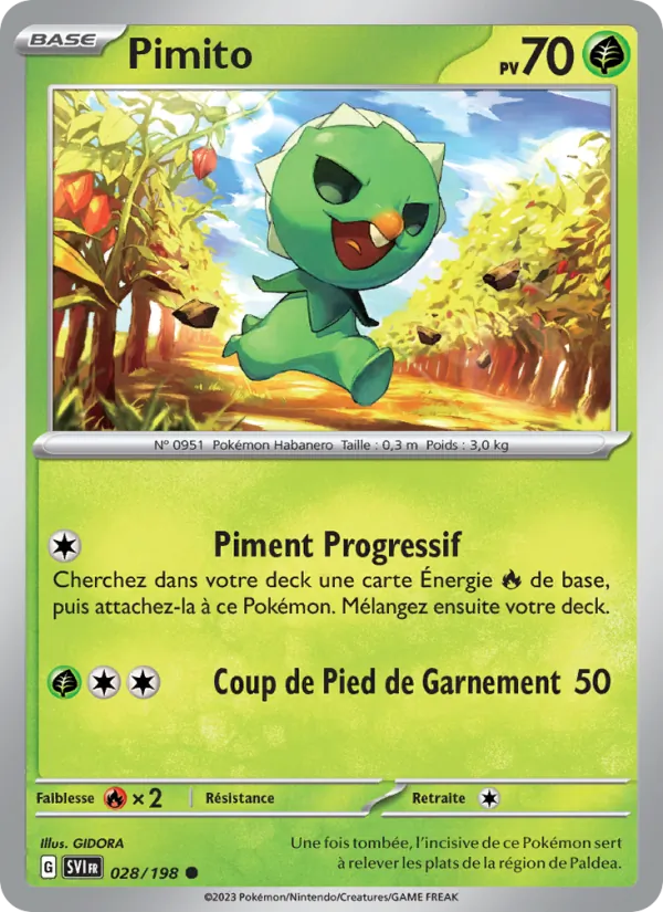 Carte Pokémon Pimito 028/198 de l'extension Écarlate et Violet