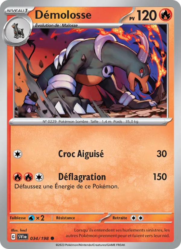 Carte Pokémon Démolosse 034/198 de l'extension Écarlate et Violet