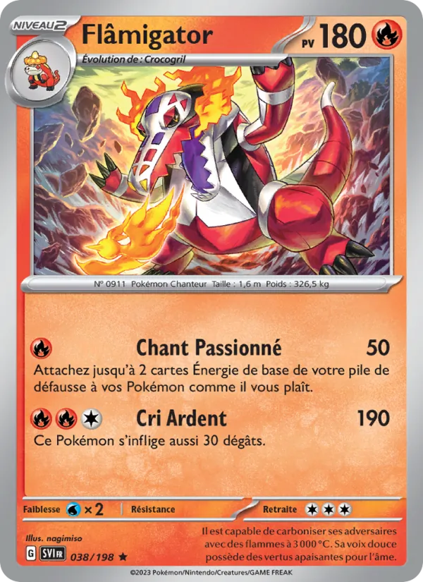 Carte Pokémon Flâmigator 038/198 de l'extension Écarlate et Violet