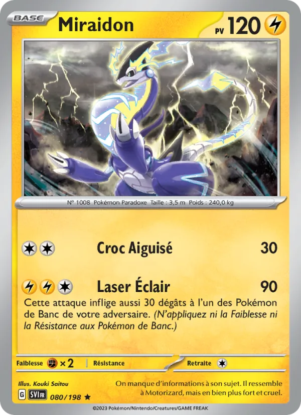 Carte Pokémon Miraidon 080/198 de l'extension Écarlate et Violet