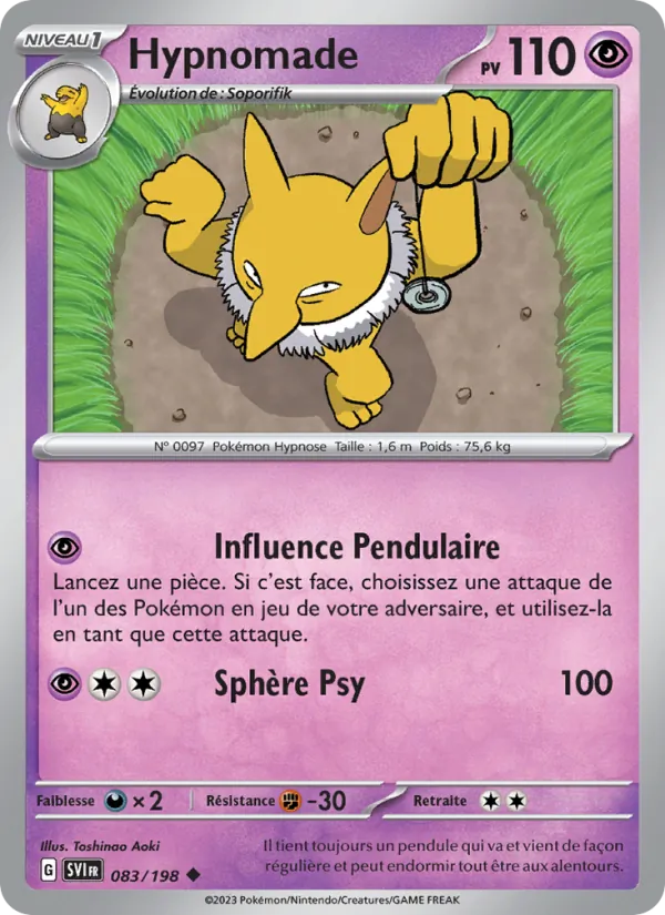 Carte Pokémon Hypnomade 083/198 de l'extension Écarlate et Violet