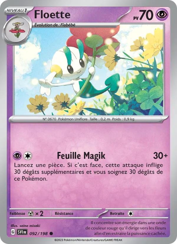 Carte Pokémon Floette 092/198 de l'extension Écarlate et Violet