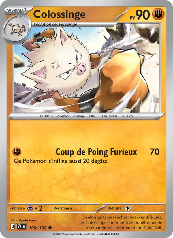 Carte Pokémon Colossinge 108/198 de l'extension Écarlate et Violet