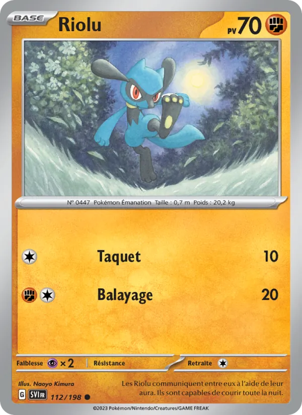 Carte Pokémon Riolu 112/198 de l'extension Écarlate et Violet
