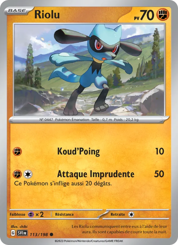 Carte Pokémon Riolu 113/198 de l'extension Écarlate et Violet