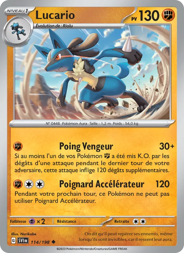 Carte Pokémon Lucario 114/198 de l'extension Écarlate et Violet