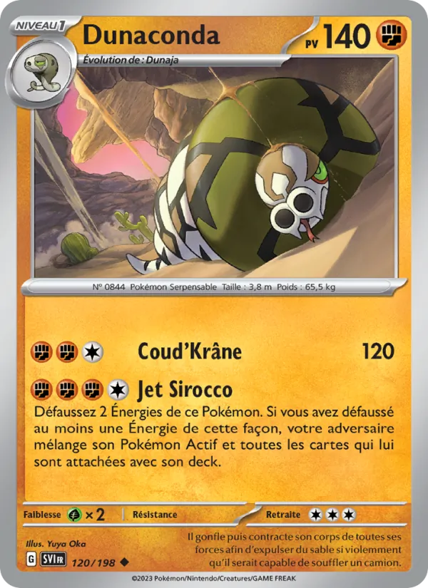 Carte Pokémon Dunaconda 120/198 de l'extension Écarlate et Violet