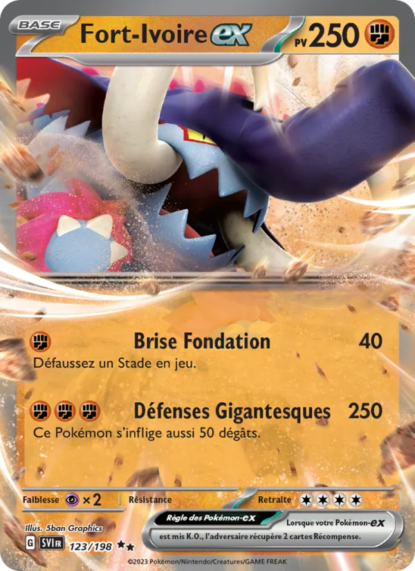 Carte Pokémon Fort-Ivoire-ex 123/198 de l'extension Écarlate et Violet