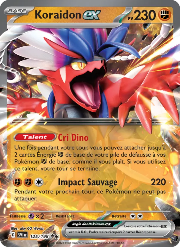 Carte Pokémon Koraidon-ex 125/198 de l'extension Écarlate et Violet