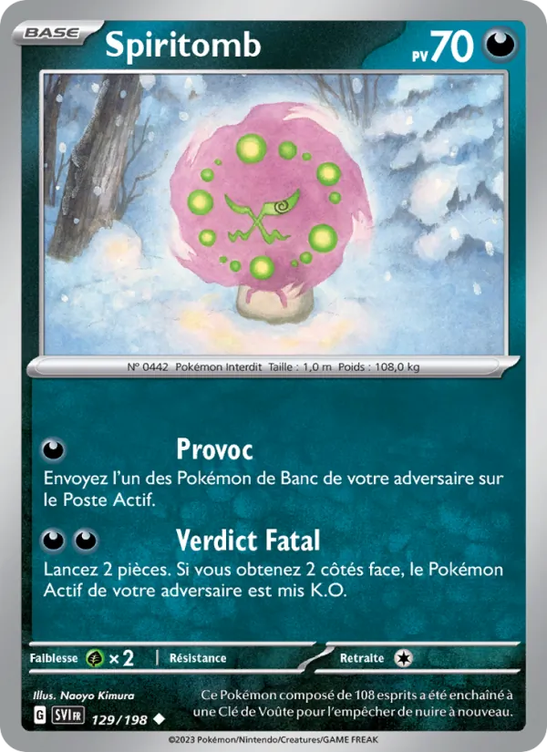 Carte Pokémon Spiritomb 129/198 de l'extension Écarlate et Violet