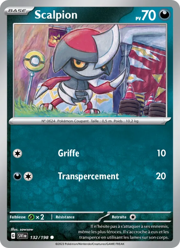 Carte Pokémon Scalpion 132/198 de l'extension Écarlate et Violet