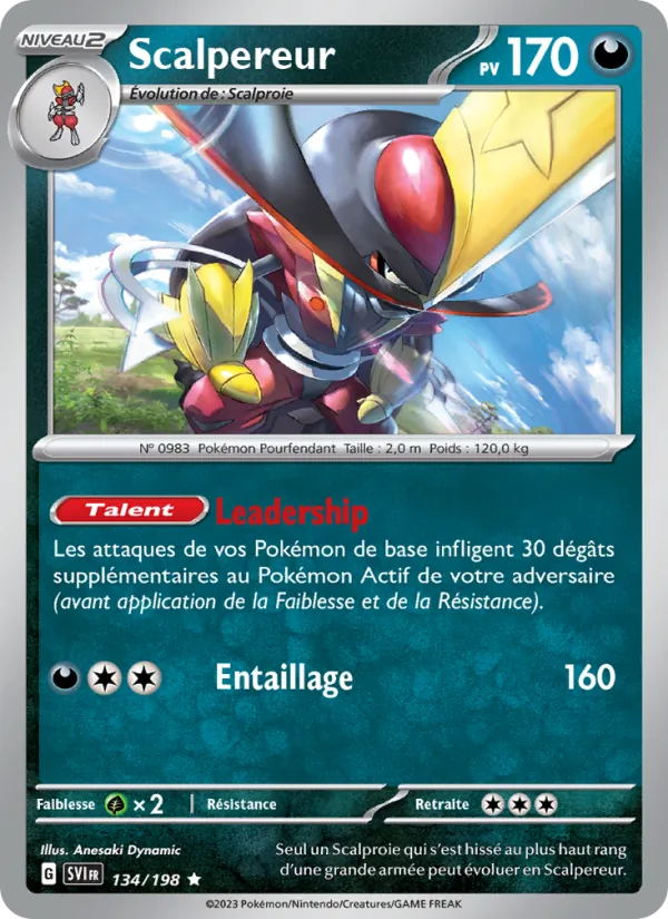 Carte Pokémon Scalpereur 134/198 de l'extension Écarlate et Violet