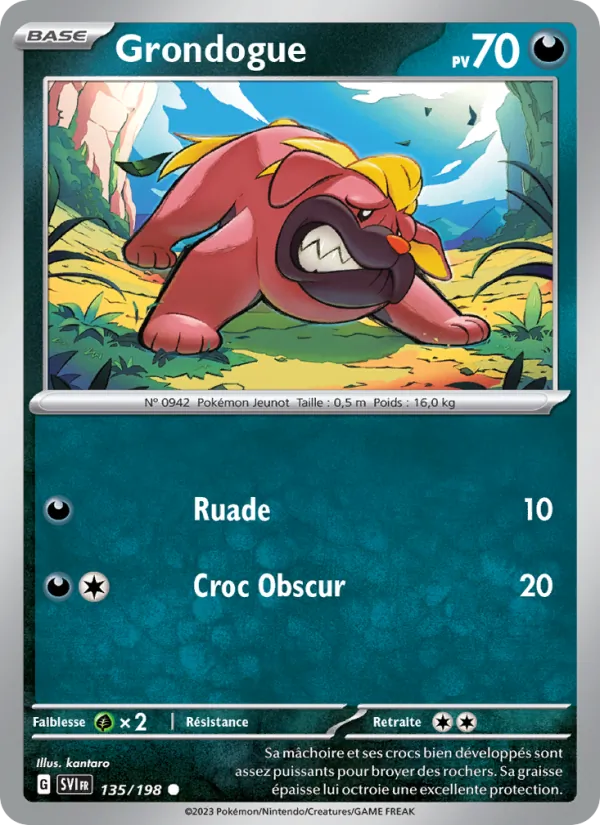 Carte Pokémon Grondogue 135/198 de l'extension Écarlate et Violet